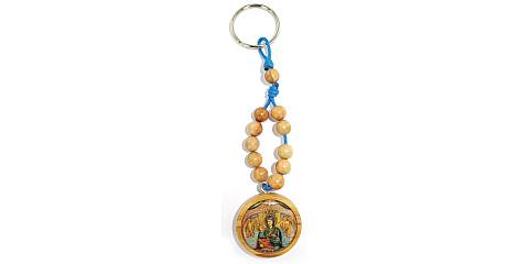 Portachiavi Madonna del Divino Amore con decina e medaglia in ulivo 