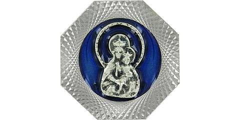 Calamita Madonna del Carmine con forma ottagonale in metallo nichelato - 4 cm