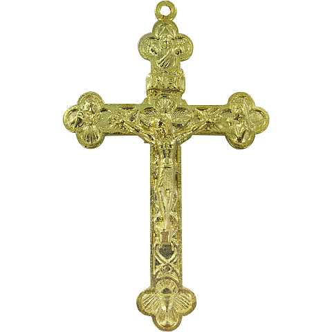 Croce in metallo dorato quattro figure - 6 cm