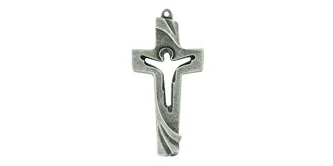 Croce in metallo con Cristo traforato - 4 cm