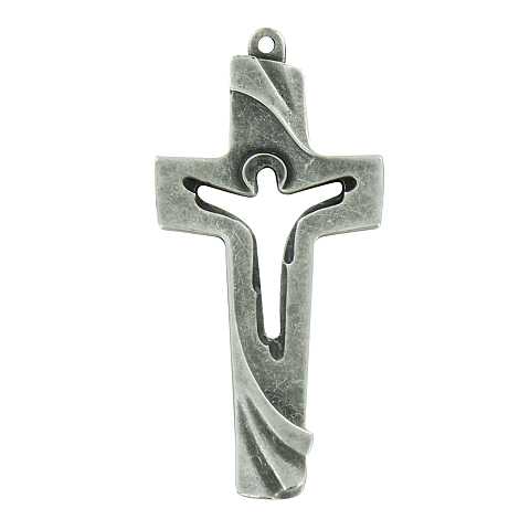 Croce in metallo con Cristo traforato - 12,5 cm