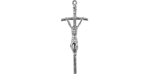 Croce pastorale in metallo argentato con Cristo riportato - 5,8 cm