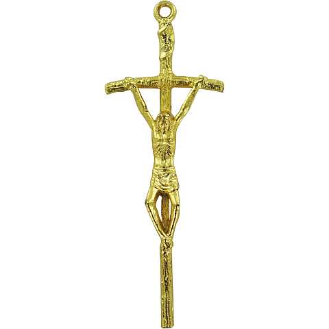 Croce pastorale con Cristo riportato in metallo dorato - 3,8 cm