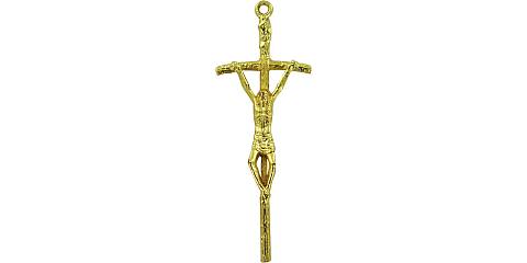Croce pastorale con Cristo riportato in metallo dorato - 4,7 cm