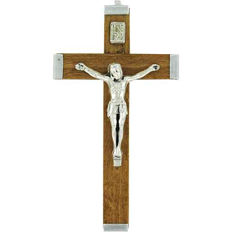 Croce in legno naturale con retro in metallo - 5,5 cm