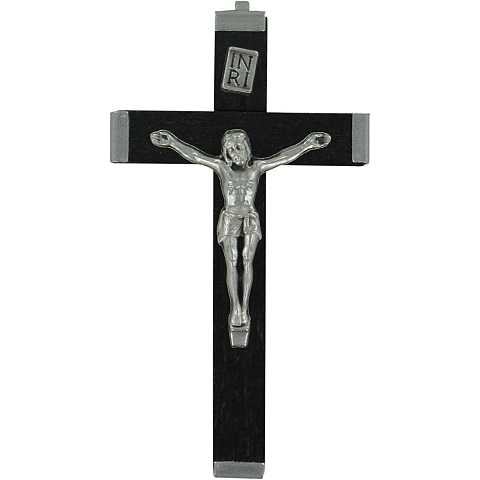 Croce in legno nero con retro in metallo - 5,5 cm