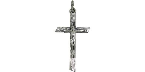 Croce tronchetto con Cristo stampato in metallo ossidato - 3,5 cm