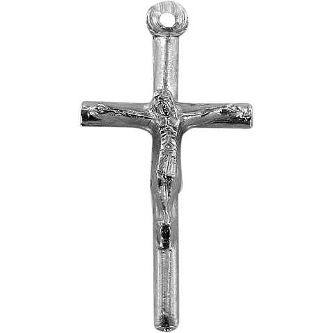 Croce tondino con Cristo stampato in metallo ossidato - 2,5 cm