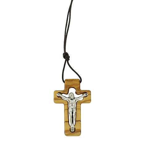 Croce in ulivo con Cristo - 4 cm