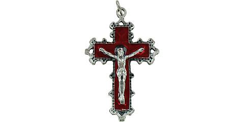 Croce in metallo con smalto rosso - 5 cm