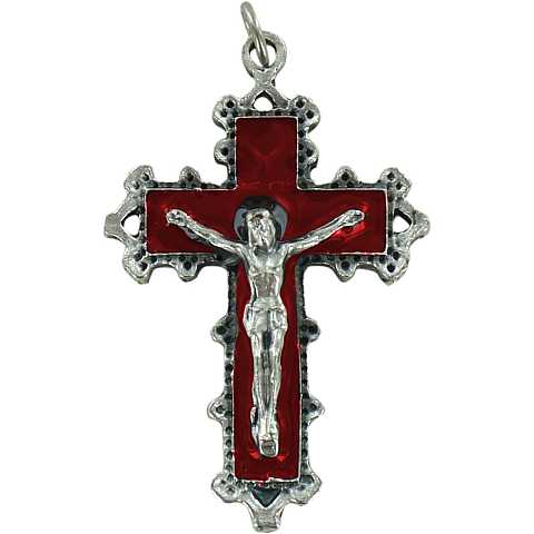 Croce in metallo con smalto rosso - 5 cm