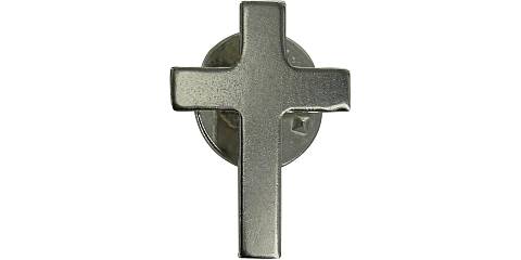 Crocetta distintivo in metallo liscio nichelato con pin - 2 cm