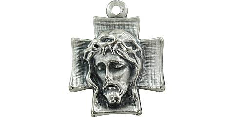 Croce volto Cristo in metallo ossidato - 2,5 cm
