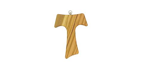 Croce Tau da parete in legno di ulivo (croce di San Francesco d'Assisi) - 11 cm