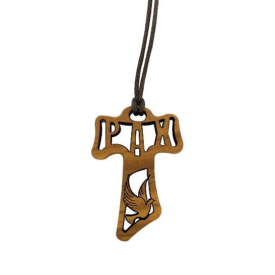 Croce Tau In Legno Di Ulivo Traforata Con I Simboli Della Cresima 4 Cm 0771ts40 Ferrari Arrighetti