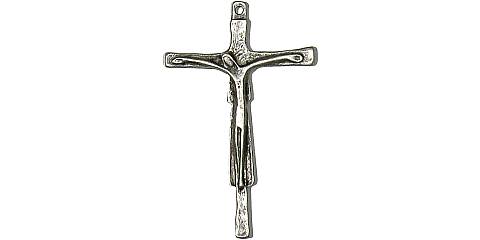 Croce con Cristo e Madonna in metallo argentato - 9 cm