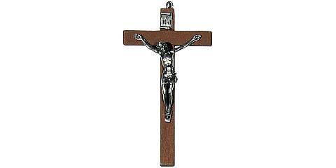 Crocifisso in legno con Cristo in metallo ossidato - 10 x 5 cm