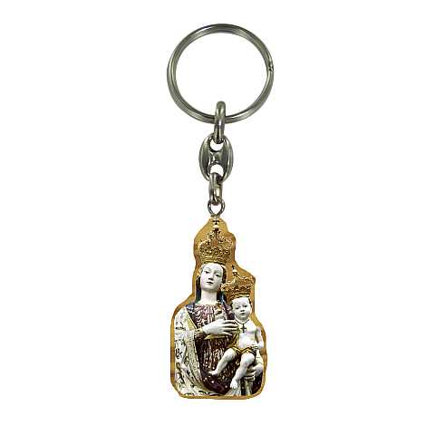 Portachiavi Madonna di Gibilmanna in ulivo con immagine serigrafata 