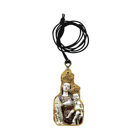 Ciondolo Madonna di Gibilmanna in legno d'ulivo con immagine serigrafata  