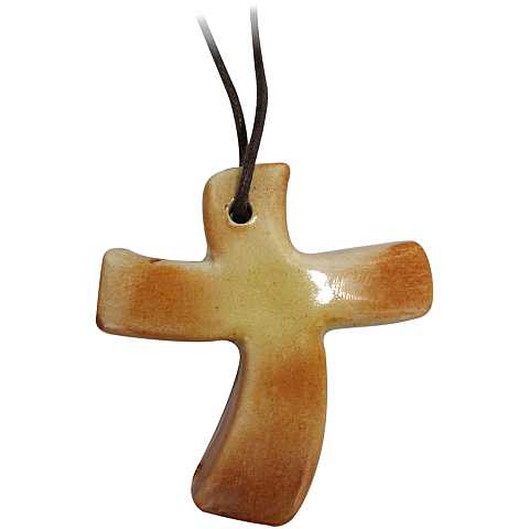 STOCK: Croce in porcellana ondulata - 5,5 x 5 cm