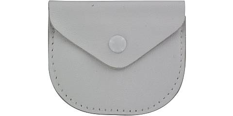 Portarosario con bottone in vera pelle di colore bianco - 7 x 6 cm