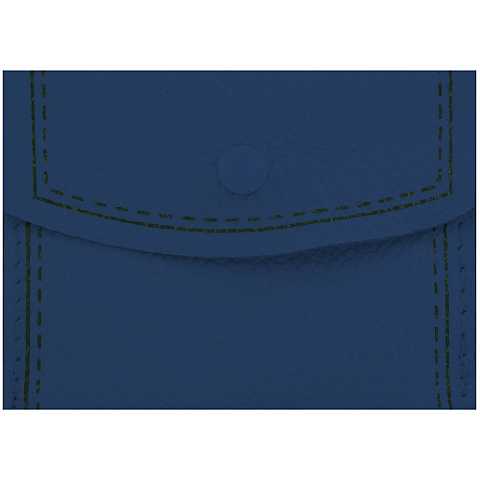 Portarosario con bottone in pelle di colore blu - 8 x 6,5 cm