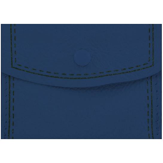 Portarosario con bottone in pelle di colore blu - 8 x 6,5 cm