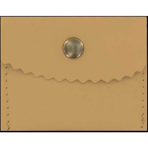 Portarosario con bottone in pelle colore beige - 6,4 x 5 cm