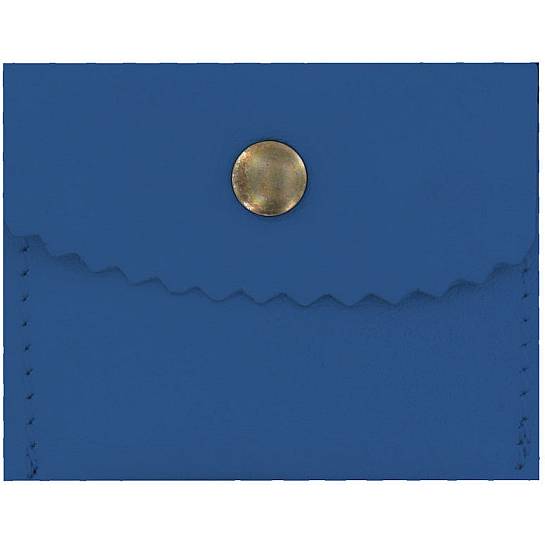 Portarosario con bottone in pelle colore blu - 6,4 x 5 cm
