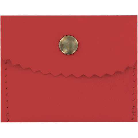 Portarosario con bottone in pelle colore rosso - 6,4 x 5 cm