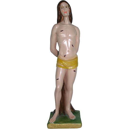 Statua San Sebastiano in gesso madreperlato dipinta a mano - 30 cm