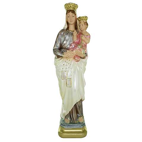 Statua Madonna del Carmine in gesso madreperlato dipinta a mano cm 40 