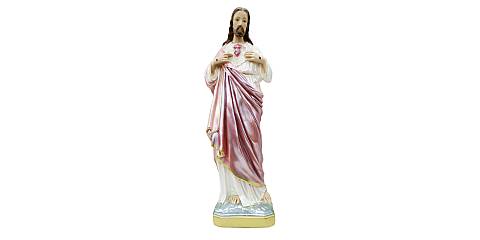 Statua Sacro Cuore di Gesù in gesso madreperlato dipinta a mano - 60 cm