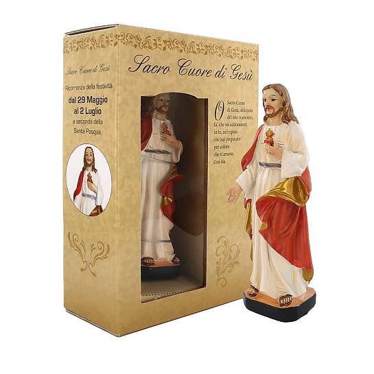 Statua del Sacro Cuore di Gesù da 12 cm in confezione regalo con segnalibro