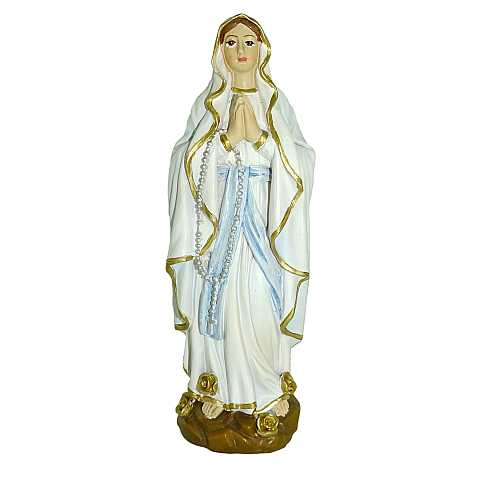 Ferrari & Arrighetti Statua della Madonna di Lourdes da 12 Cm in Confezione Regalo con Segnalibro, Statuetta Personaggio Religioso con Scatola Regalo Decorativa, Testi in IT/EN/ES/FR