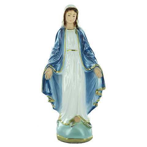Statua Madonna Miracolosa in gesso madreperlato dipinta a mano - 15 cm