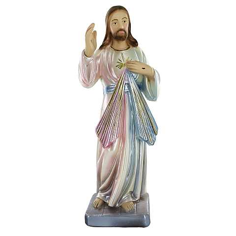 Statua Gesù Misericordioso in gesso madreperlato dipinta a mano - 20 cm