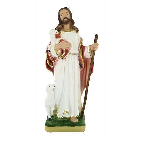 Statua Gesù Buon Pastore in gesso dipinta a mano - 30 cm