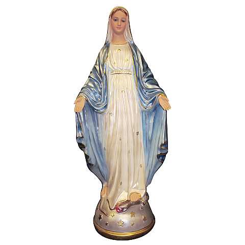 Statua Madonna Miracolosa in gesso madreperlato dipinta a mano - 80 cm