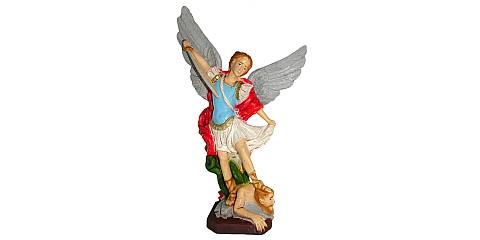 Ferrari & Arrighetti Statua da Esterno di San Michele Arcangelo, Statua Religiosa di S. Michele in Materiale Infrangibile Resistente per Esterni, Dipinta a Mano, 20 Cm