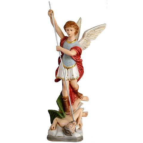 Statua da esterno San Michele Arcangelo in materiale infrangibile dipinta a mano cm 70