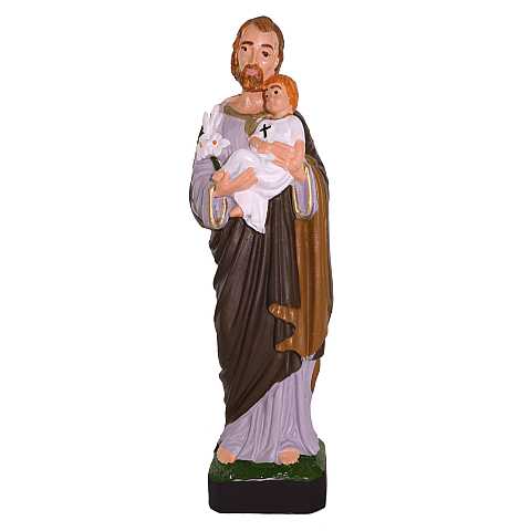 Statua da esterno di San Giuseppe in materiale infrangibile, dipinta a mano, da circa 16 cm