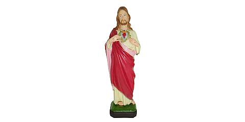 Statua da esterno del Sacro Cuore di Gesù in materiale infrangibile, dipinta a mano, da 30 cm