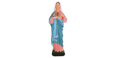 Statua da esterno del Sacro Cuore di Maria in materiale infrangibile, dipinta a mano, da circa 40 cm