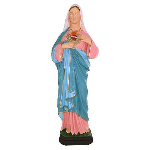Statua da esterno del Sacro Cuore di Maria in materiale infrangibile, dipinta a mano, da circa 60 cm