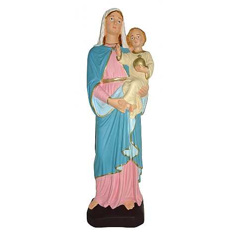 Statua da esterno della Madonna con Bambino in materiale infrangibile, dipinta a mano, da 60 cm