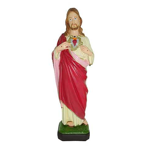 Statua da esterno del Sacro Cuore di Gesù in materiale infrangibile, dipinta a mano, da 80 cm
