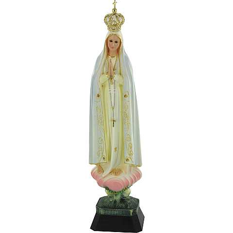 Statua Madonna di Fatima dipinta a mano con occhi di cristallo e strass (circa 35 cm)