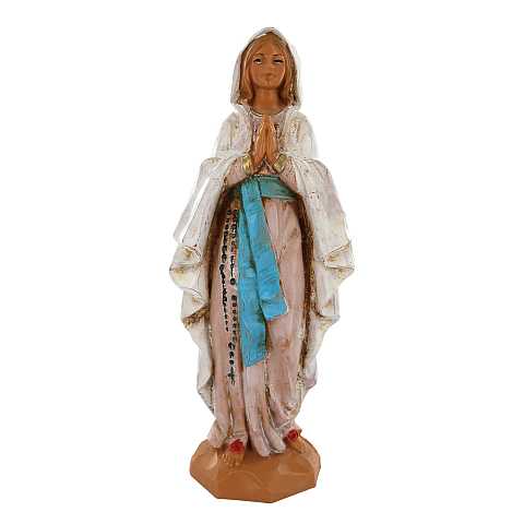 STOCK: Statua Madonna di Lourdes in plastica/PVC effetto legno dipinta a mano - 12 cm