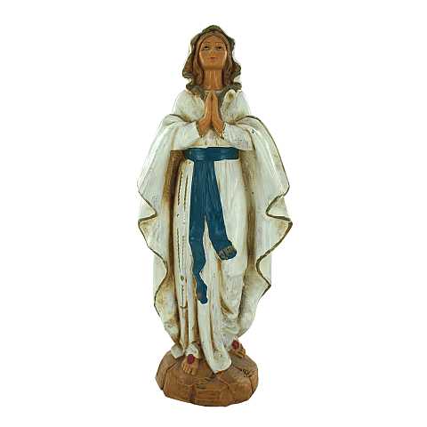 STOCK: Statua Madonna di Lourdes in plastica/PVC effetto legno dipinta a mano - 17 cm